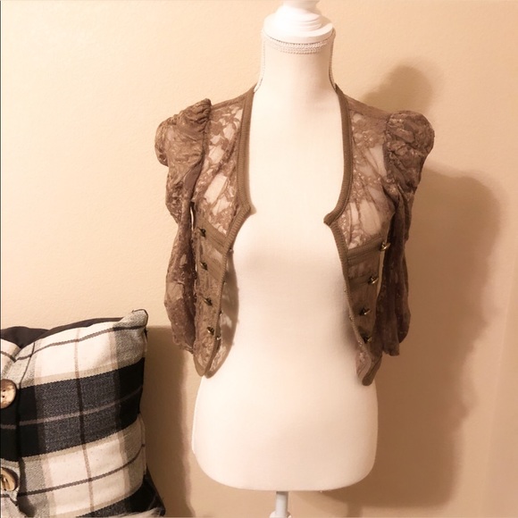3/30 Puffy shoulder lace cardigan - Picture 4 of 5